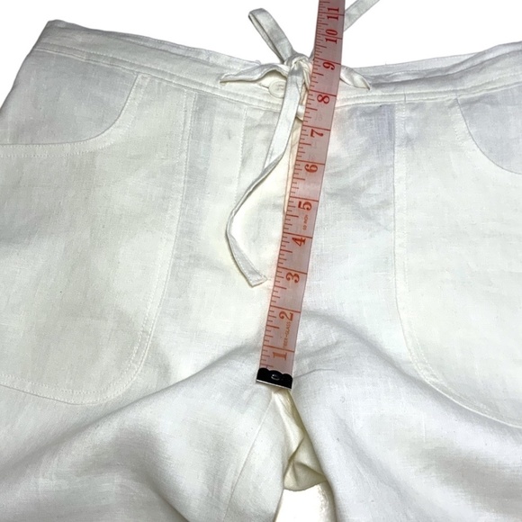 SOMEWHERE 100% Linen Fully Lined Ivory Cropped Cargo Pants US Sz 4P NWOT - Picture 5 of 9